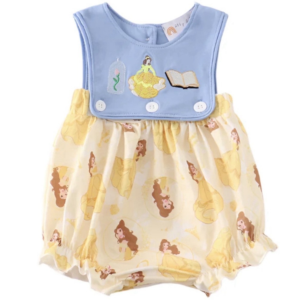Disney Princess Baby Sleeveless Belle Embroidered Romper Size 18M One Piece